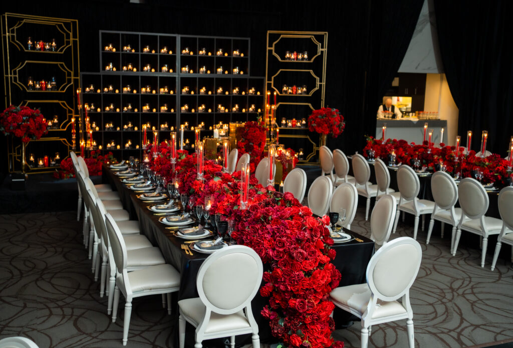 Wedding buffet station with diverse catering options including Halal and South Asian cuisine.