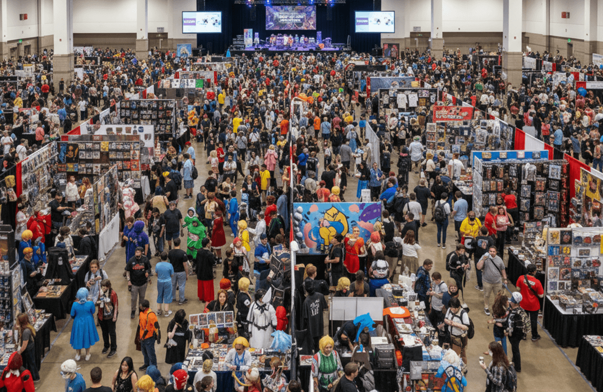 An exhibition hall with plenty of open space for displays and booths.