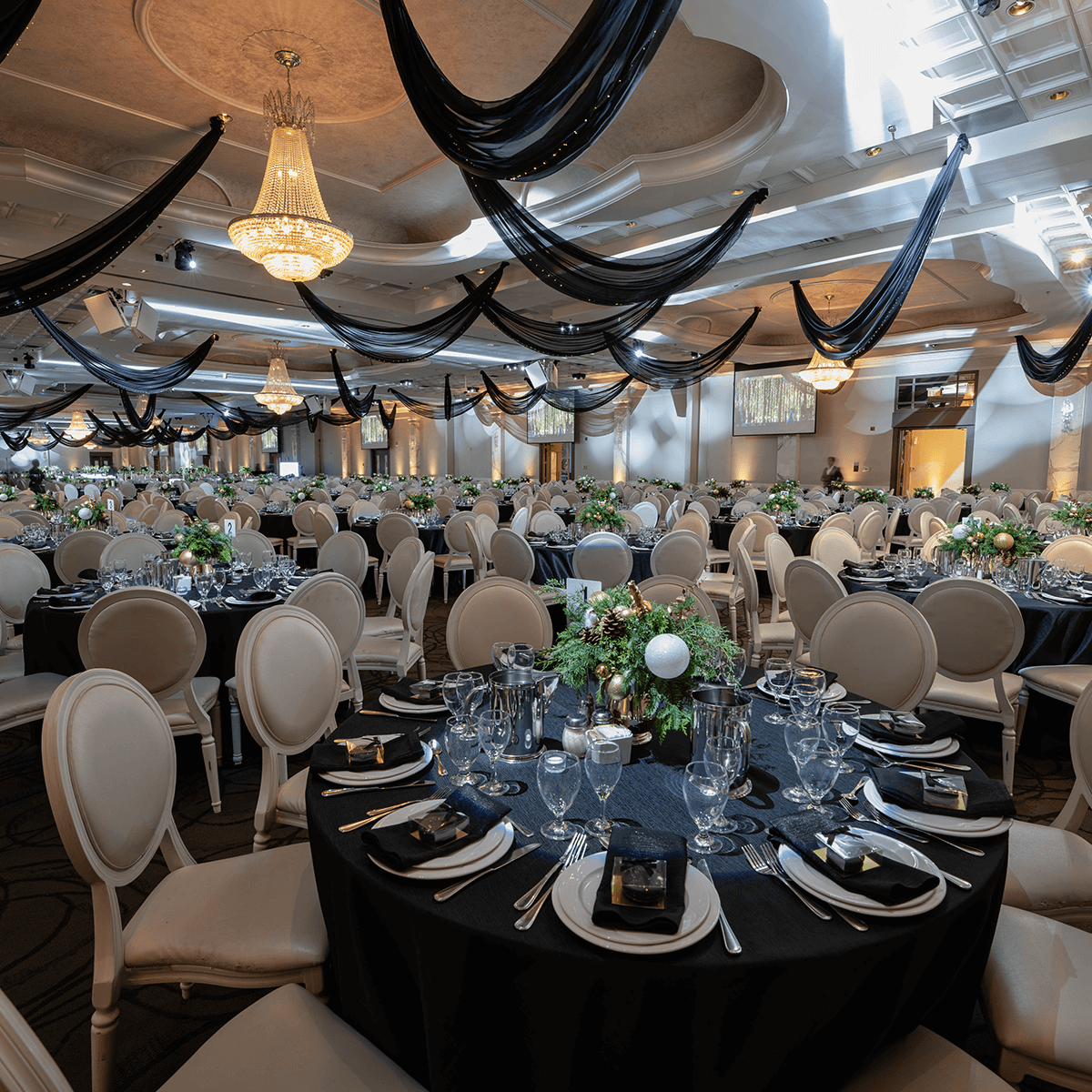 A networking area where people can talk and connect during a conference break.