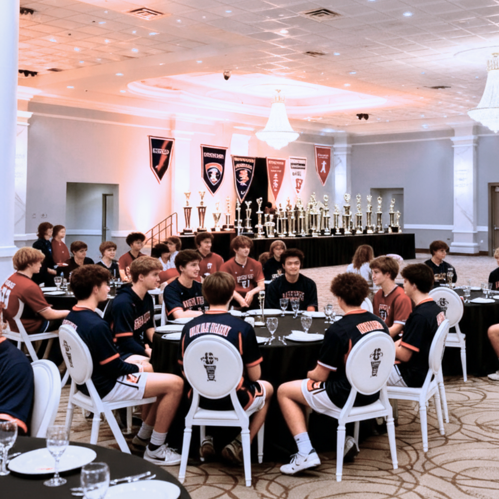 School graduation ceremony in our spacious banquet hall with stage and guest seating.