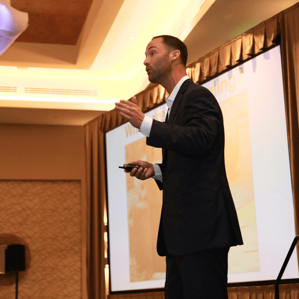A modern meeting space with a table and chairs, ready for a corporate event.