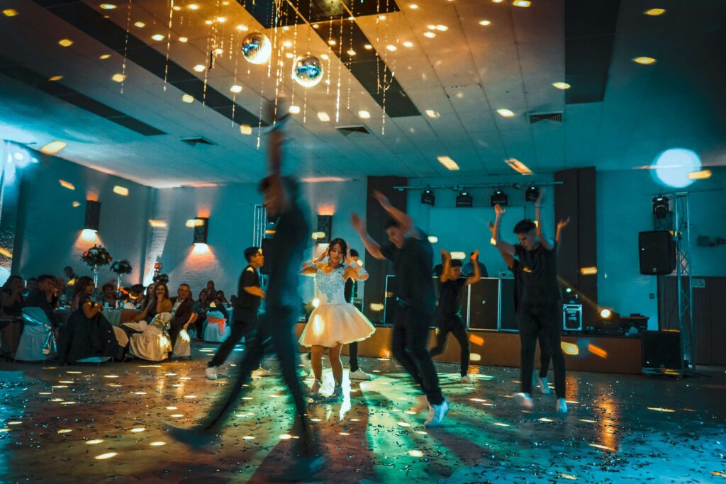 Student council conference with meeting tables and collaborative workspace setup