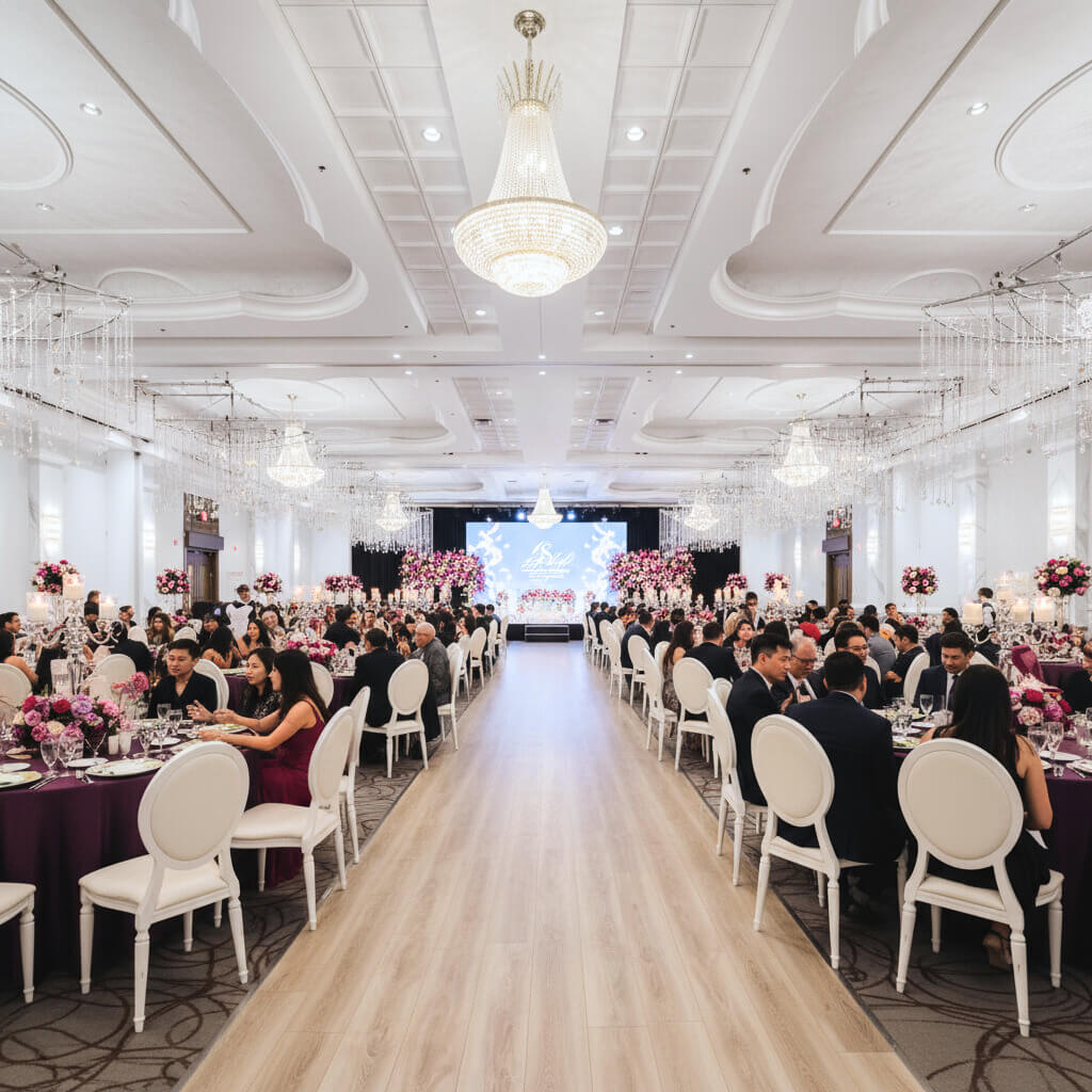 Spacious event venue and banquet hall for weddings, parties, and corporate events.