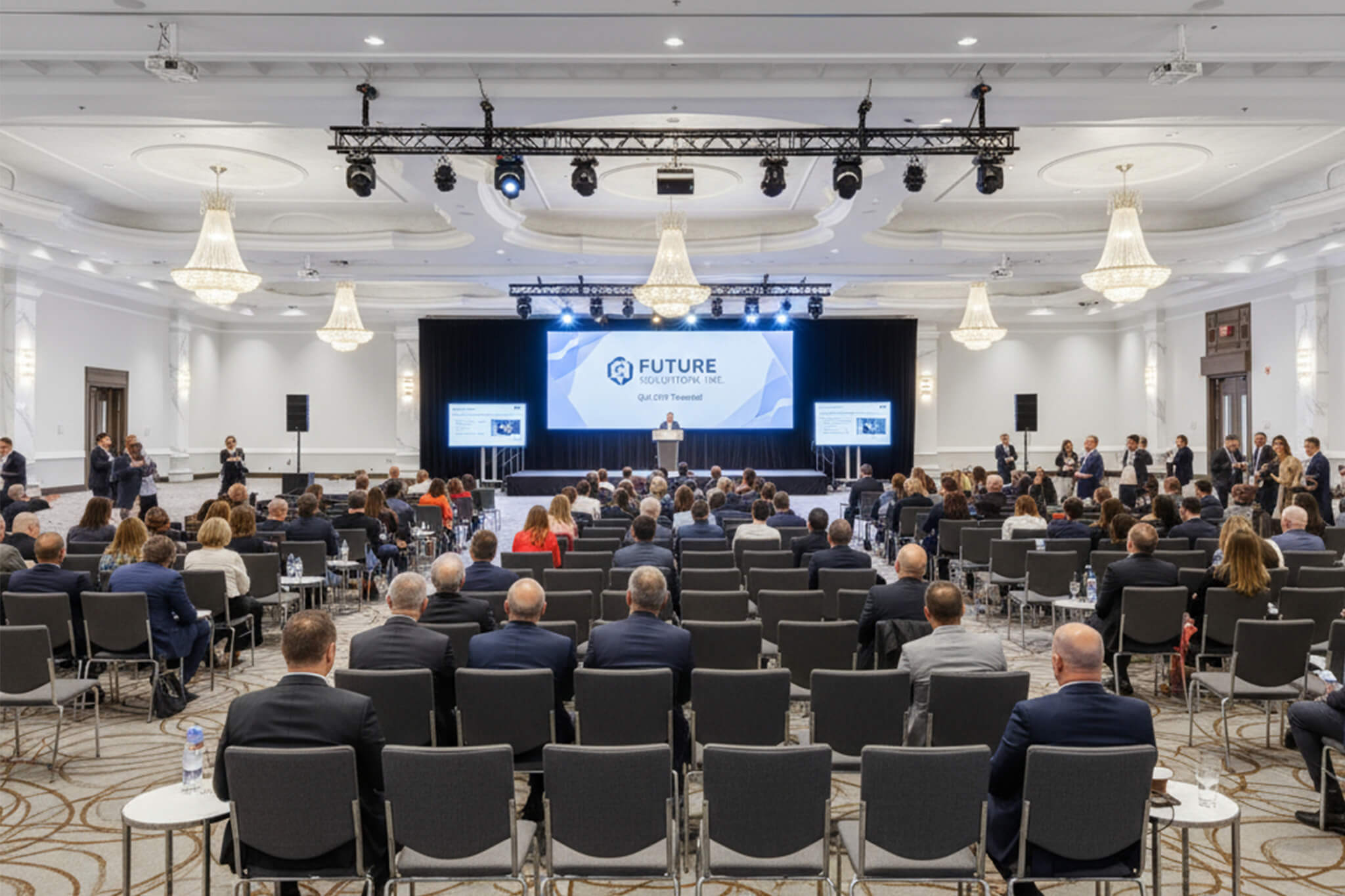 Modern corporate event space and conference room at our Mississauga convention center.